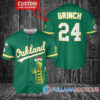 Grinch Christmas Oakland Athletics Custom Baseball Jersey Gold