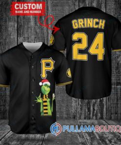 Grinch Christmas Pittsburgh Pirates Custom Baseball Jersey Black