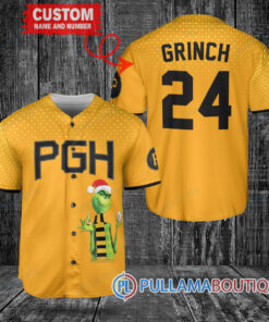 Grinch Christmas Pittsburgh Pirates Custom Baseball Jersey Gold