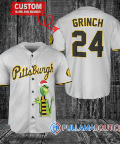 Grinch Christmas Pittsburgh Pirates Custom Baseball Jersey Gray