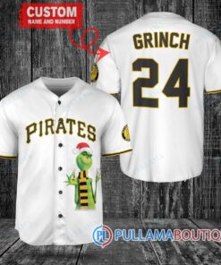 Grinch Christmas Pittsburgh Pirates Custom Baseball Jersey White