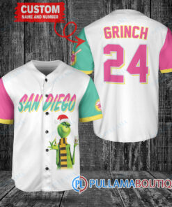 Grinch Christmas San Diego Padres Custom Baseball Jersey White City Connect