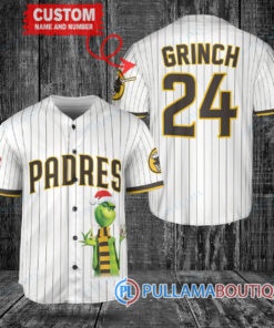 Grinch Christmas San Diego Padres Custom Baseball Jersey White