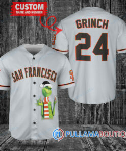 Grinch Christmas San Francisco Giants Custom Baseball Jersey Gray