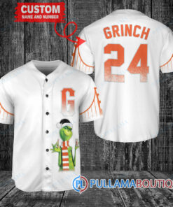 Grinch Christmas San Francisco Giants Custom Baseball Jersey White City Connect