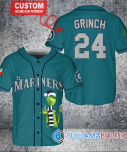 Grinch Christmas Seattle Mariners Custom Baseball Jersey Aqua