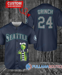 Grinch Christmas Seattle Mariners Custom Baseball Jersey Navy