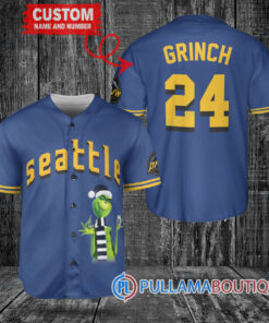 Grinch Christmas Seattle Mariners Custom Baseball Jersey Royal