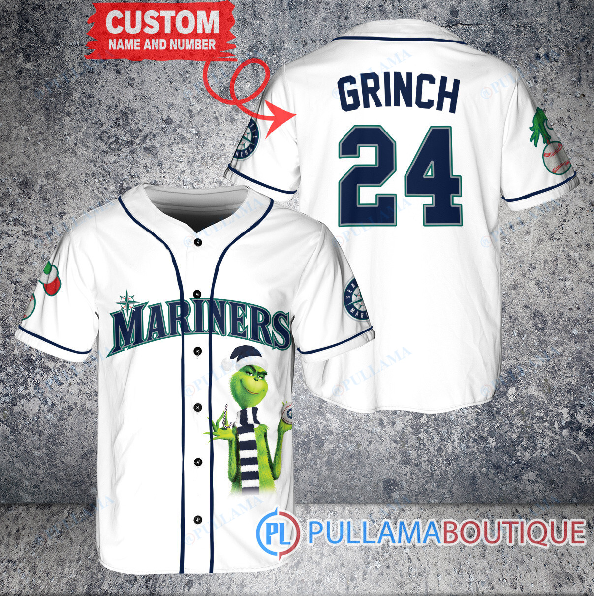 Grinch Christmas New York Mets Custom Baseball Jersey Black