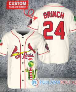 Grinch Christmas St.Louis Cardinals Custom Baseball Jersey Cream