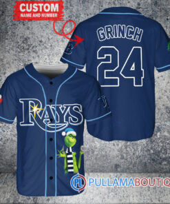 Grinch Christmas Tampa Bay Rays Custom Baseball Jersey Navy