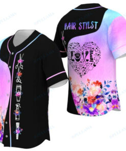 Hairstylist Flowers Love Baseball Jersey