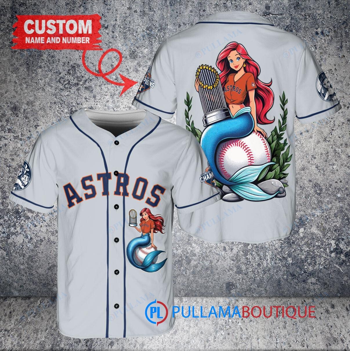 Baltimore Orioles x Ariel Mermaid with Trophy Custom Baseball Jersey White