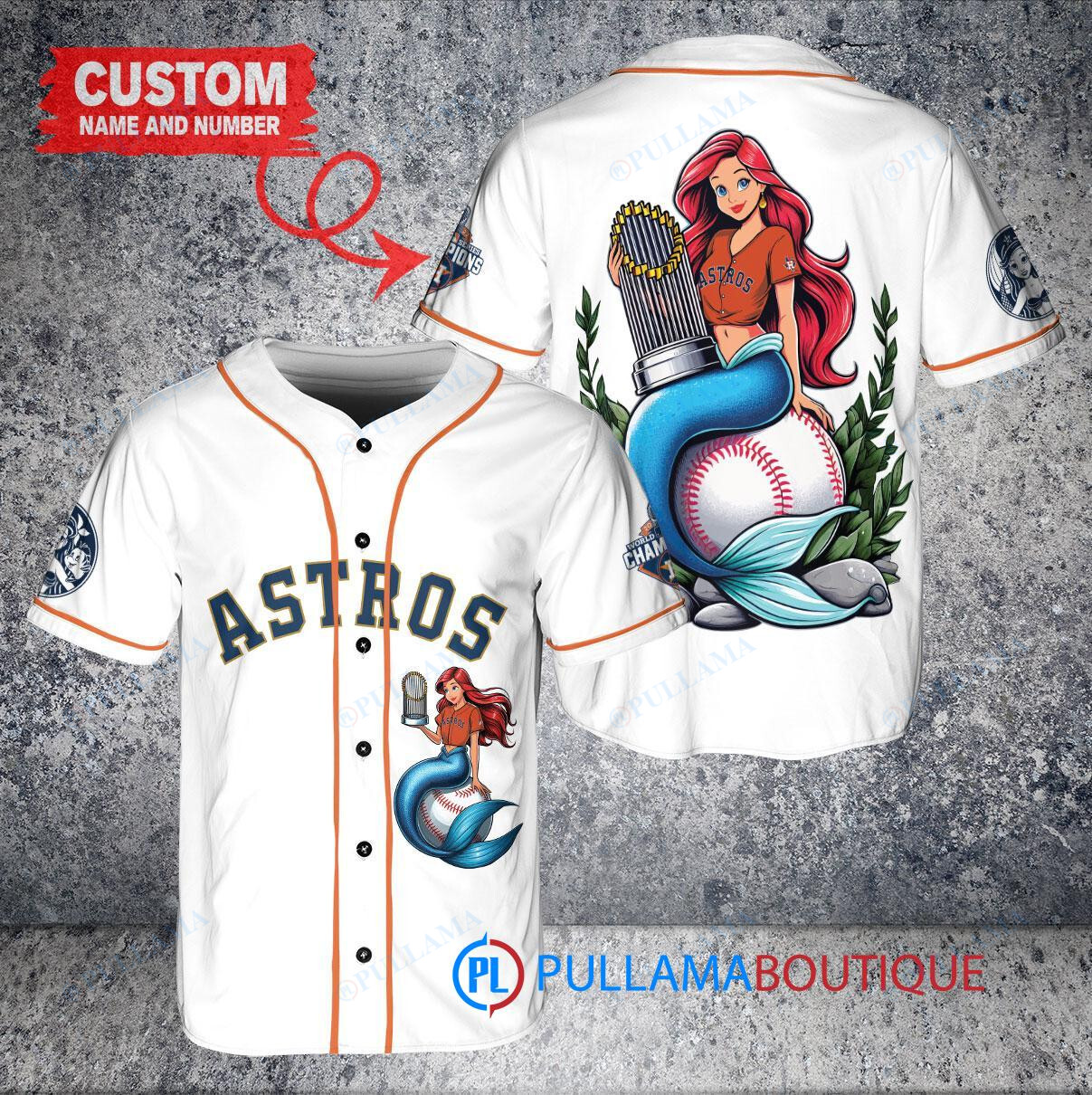 Miami Marlins x Ariel Mermaid with Trophy Custom Baseball Jersey Red