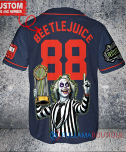 Houston Astros x Beetlejuice Halloween with World Series Trophy Custom Baseball Jersey Navy City Connect