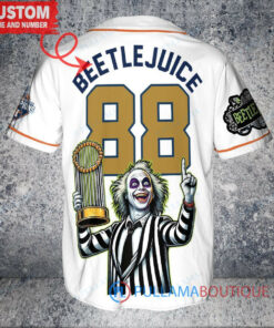 Houston Astros x Beetlejuice Halloween with World Series Trophy Custom Baseball Jersey White