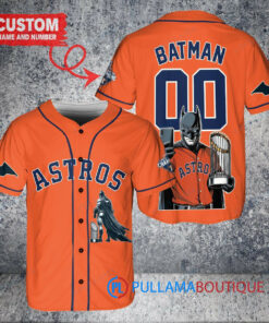 Houston Astros x DC Comics Batman The Dark Knight with Trophy Custom Baseball Jersey Orange