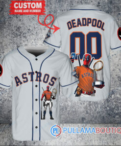 Houston Astros x Deadpool with Trophy Baseball Jersey Gray