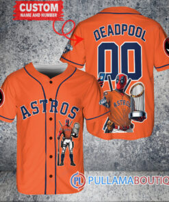 Houston Astros x Deadpool with Trophy Baseball Jersey Orange