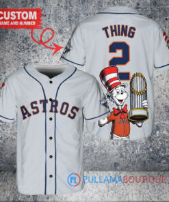 Houston Astros x Dr Seuss with World Series Trophy Custom Baseball Jersey Gray