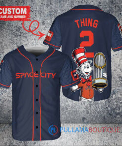 Houston Astros x Dr Seuss with World Series Trophy Custom Baseball Jersey Navy City Connect