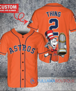 Houston Astros x Dr Seuss with World Series Trophy Custom Baseball Jersey Orange