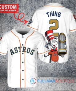 Houston Astros x Dr Seuss with World Series Trophy Custom Baseball Jersey White