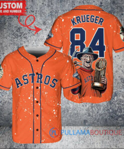 Houston Astros x Freddy Krueger A Nightmare on Elm Street Halloween with World Series Trophy Custom Baseball Jersey Orange