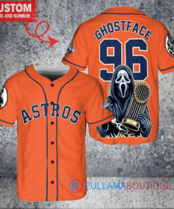 Houston Astros x Ghostface Scream Halloween Halloween with World Series Trophy Custom Baseball Jersey Orange