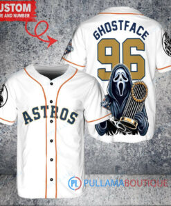 Houston Astros x Ghostface Scream Halloween Halloween with World Series Trophy Custom Baseball Jersey White