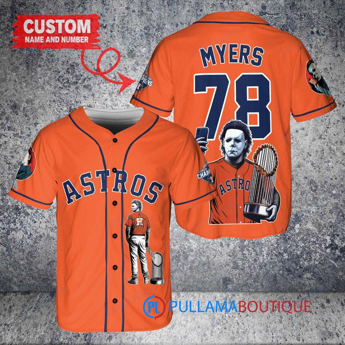 Seattle Mariners x Halloween Michael Myers with Trophy Custom Baseball Jersey Royal