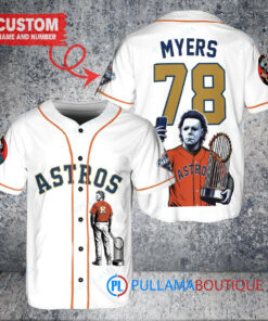 Houston Astros x Halloween Michael Myers with Trophy Custom Baseball Jersey White