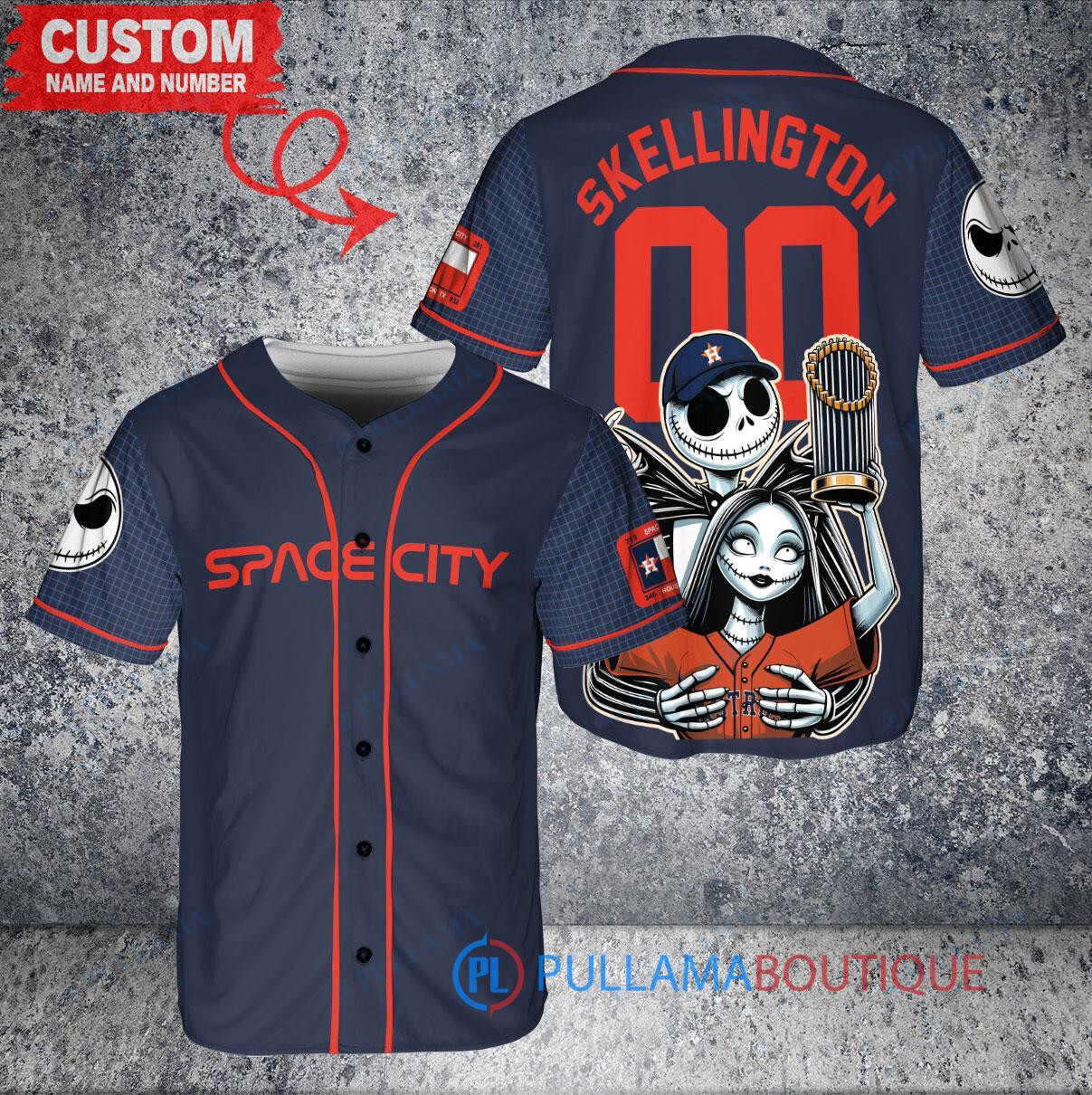 Boston Red Sox Jack Skellington Sally World Series Trophy Baseball Jersey