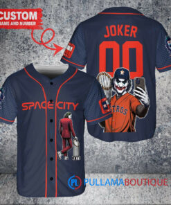 Houston Astros x Joker DC Comics with Trophy Custom Baseball Jersey Navy City Connect