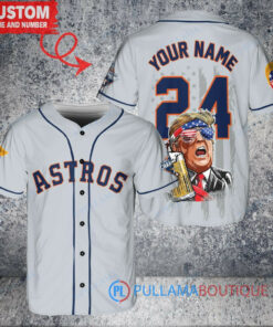 Houston Astros x Limited Edition with World Series Trophy Custom Baseball Jersey Gray