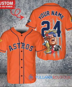 Houston Astros x Limited Edition with World Series Trophy Custom Baseball Jersey Orange