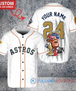 Houston Astros x Limited Edition with World Series Trophy Custom Baseball Jersey White