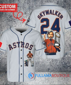 Houston Astros x Luke Skywalker Star Wars with Trophy Custom Baseball Jersey Gray