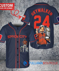 Houston Astros x Luke Skywalker Star Wars with Trophy Custom Baseball Jersey Navy City Connect