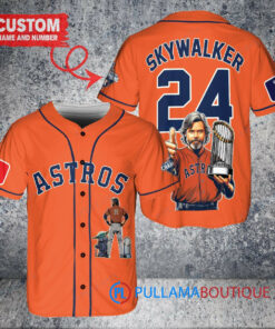 Houston Astros x Luke Skywalker Star Wars with Trophy Custom Baseball Jersey Orange