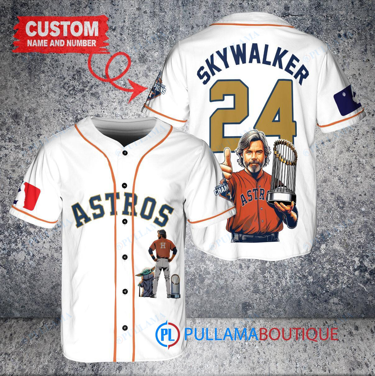 Los Angeles Dodgers x Luke Skywalker Star Wars with Trophy Custom Baseball Jersey White