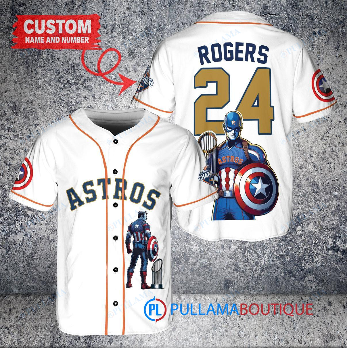 Tampa Bay Rays x Marvel Captain America Steve Rogers with Trophy Custom Baseball Jersey White Home Replica