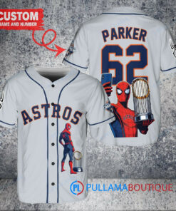 Houston Astros x Marvel Spiderman with Trophy Custom Baseball Jersey Gray