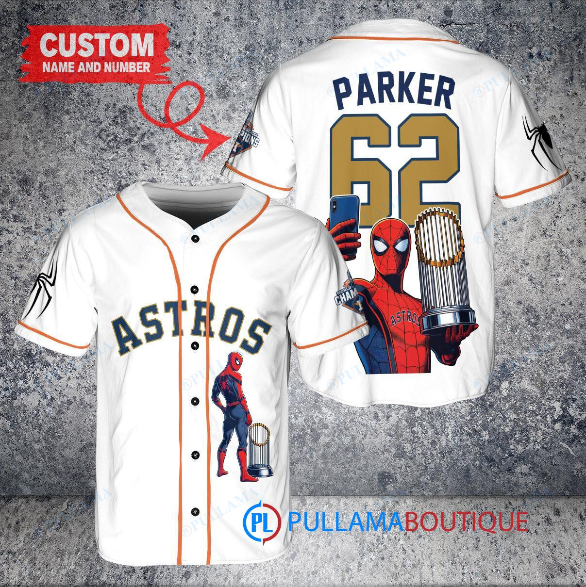 Cleveland Guardians x Marvel Spiderman with Trophy Custom Baseball Jersey Gray