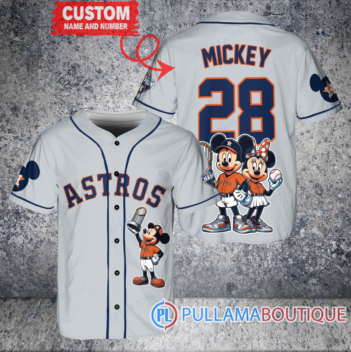 Baltimore Orioles x Mickey and Minnie with Trophy Baseball Jersey Black