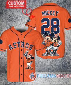 Houston Astros x Mickey and Minnie with Trophy Baseball Jersey Orange