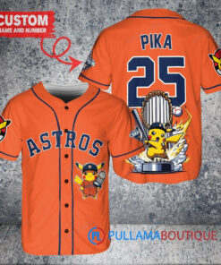 Houston Astros x Pikachu Pokemon with Trophy Custom Baseball Jersey Orange