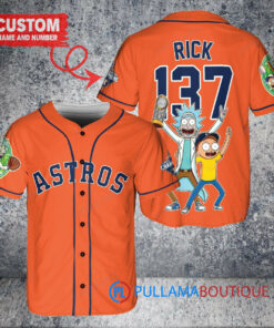 Houston Astros x Rick and Morty with Trophy Custom Baseball Jersey Orange