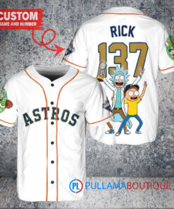 Houston Astros x Rick and Morty with Trophy Custom Baseball Jersey White