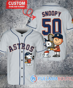 Houston Astros x Snoopy and Charlie Brown with Trophy Baseball Jersey Gray